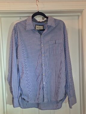 Robert Graham Blue & White Striped L/S Shirt Size XL Tailored Fit